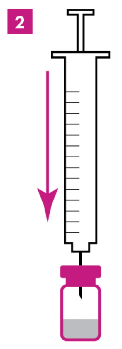 Needle pushing saline into a vial