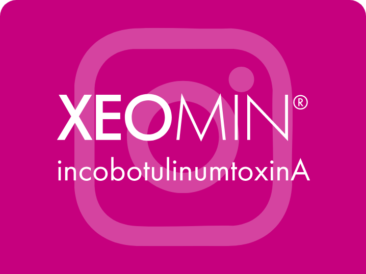 XEOMIN (incobotulinumtoxinA) logo overlaying Instagram icon